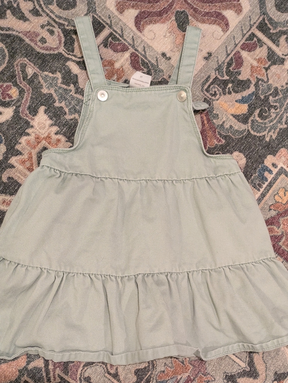 wonder nation Sage Green Tiered Pinafore Overalls